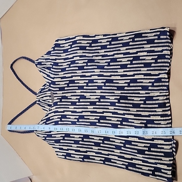 Myne, Size 2, Blue and Cream Patterned Camisole, Braided Straps, EUC - Picture 6 of 9